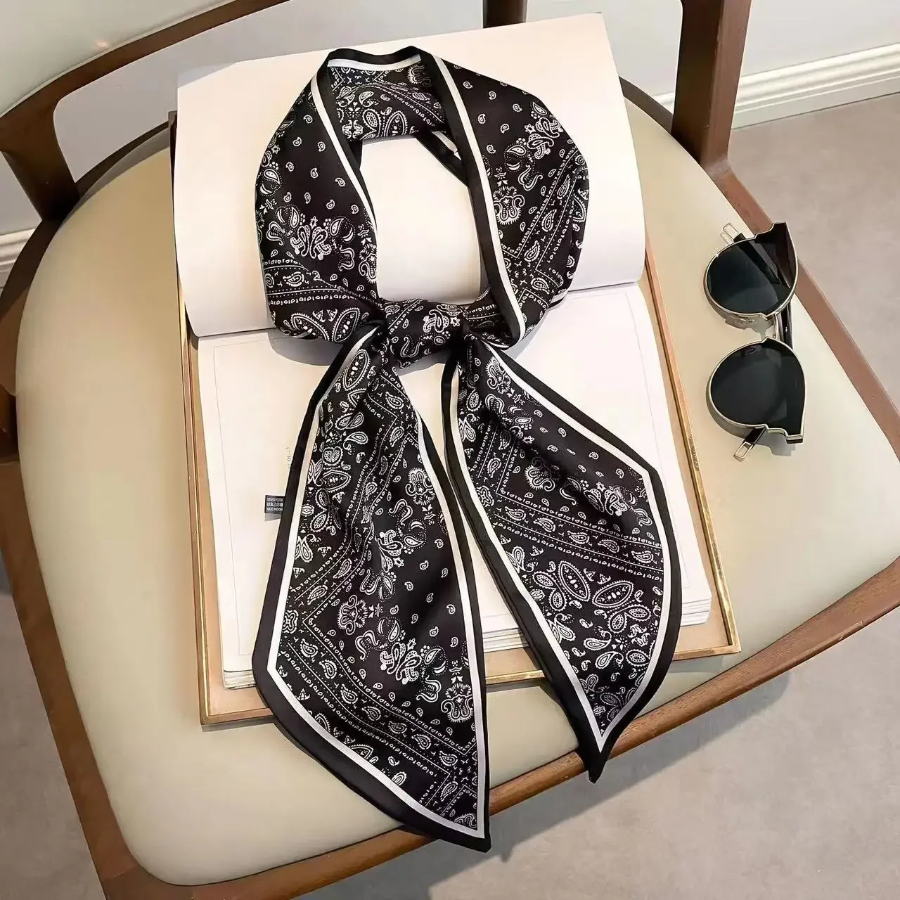 Luxury Bags Sales - Design Print Skinny Scarf Plaid Horse