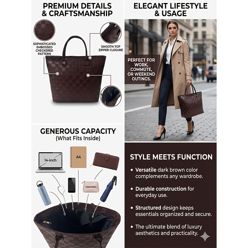 Light Luxury Deep Brown Quilte - Luxury Bag Collection review and price