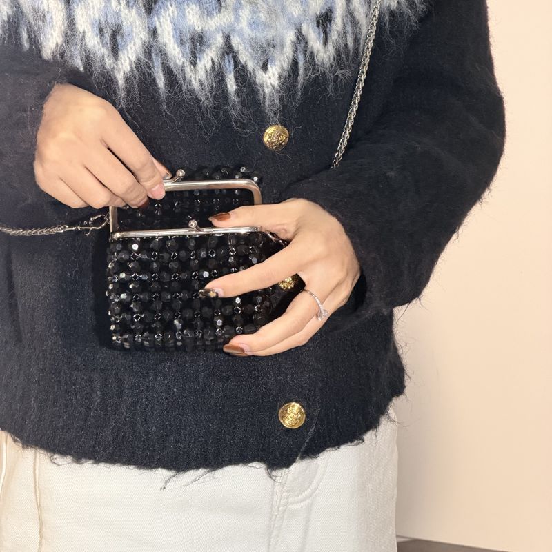 Vintage Black Beaded Clutch Ba - Luxury Bags Sales review and price