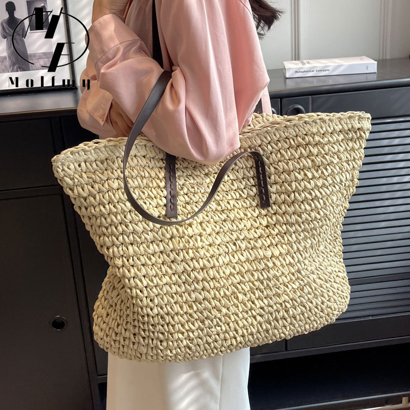 Straw Woven Tote Bags Casual L - Luxury Bags Collection review and price